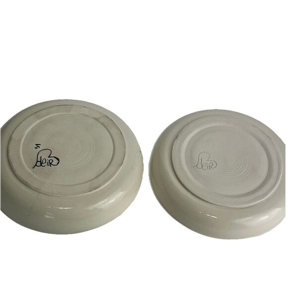 face pottery plate artist handmade set of 2 - Picture 6 of 8